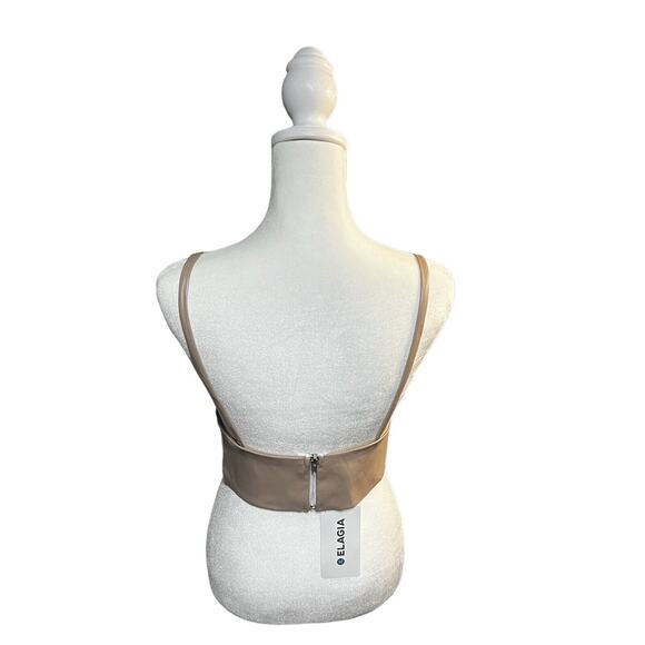 Elagia Womens Beige Vegan Leather Crop Top, Size Small, NWT - Picture 7 of 11